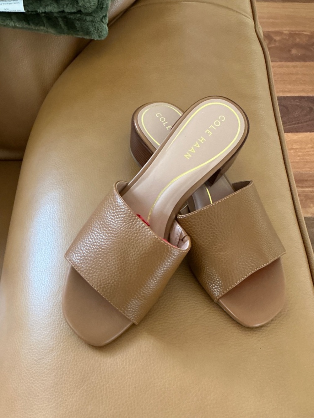 Cole Haan Tan/Camel Pebbled Leather Slide Mules
